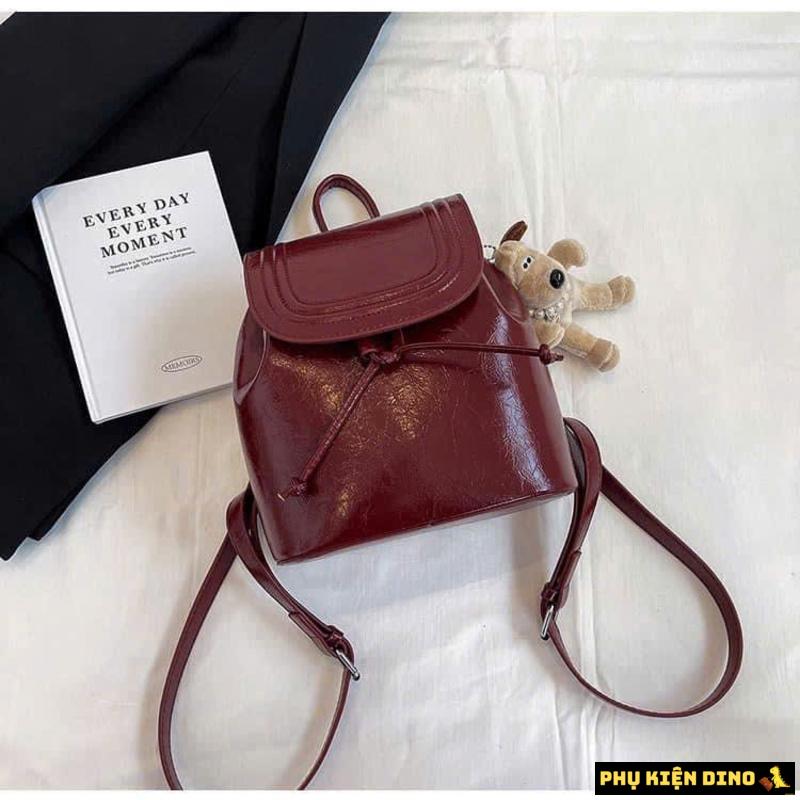 Balo Mini Màu Đỏ Đô Kèm Móc Gấu Balo Mini Màu Đỏ Đô Kèm Móc Gấu